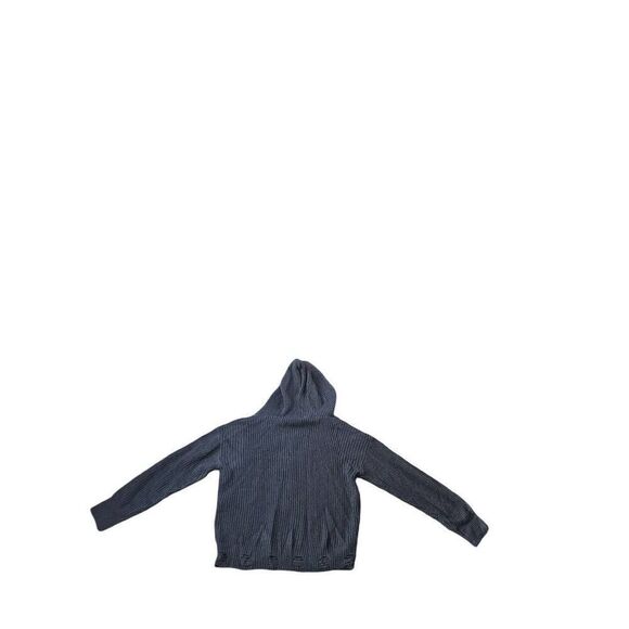 Knit Hoodie Zipper Open Front Cardigan Ripped Long Sleeve Distressed Sweater Hoo - Picture 6 of 10